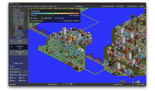 Trip Query with the reachable destinations from one origin